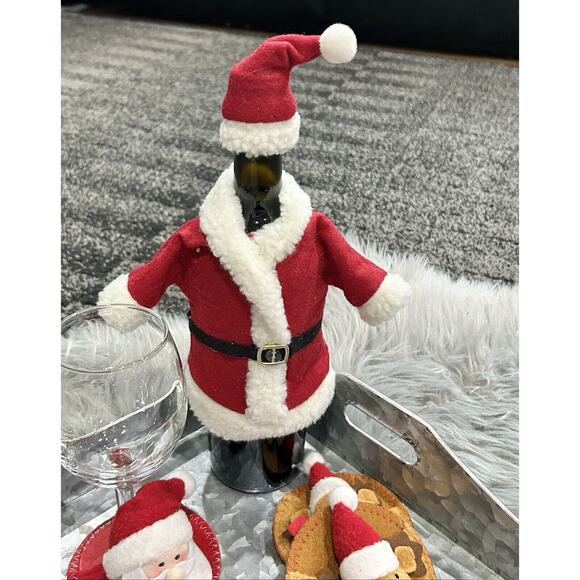 Holiday Santa Reindeer Wine Bottle/Stemware Decor Set - Picture 2 of 3